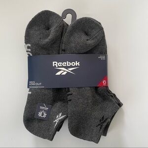 Reebok men’s low cut socks 6 pairs size 6-12.5 gray black white